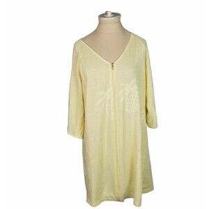 Paradise Bay Coverup Beach Pool Dress Pale Yellow Tone on Tone pattern Size L